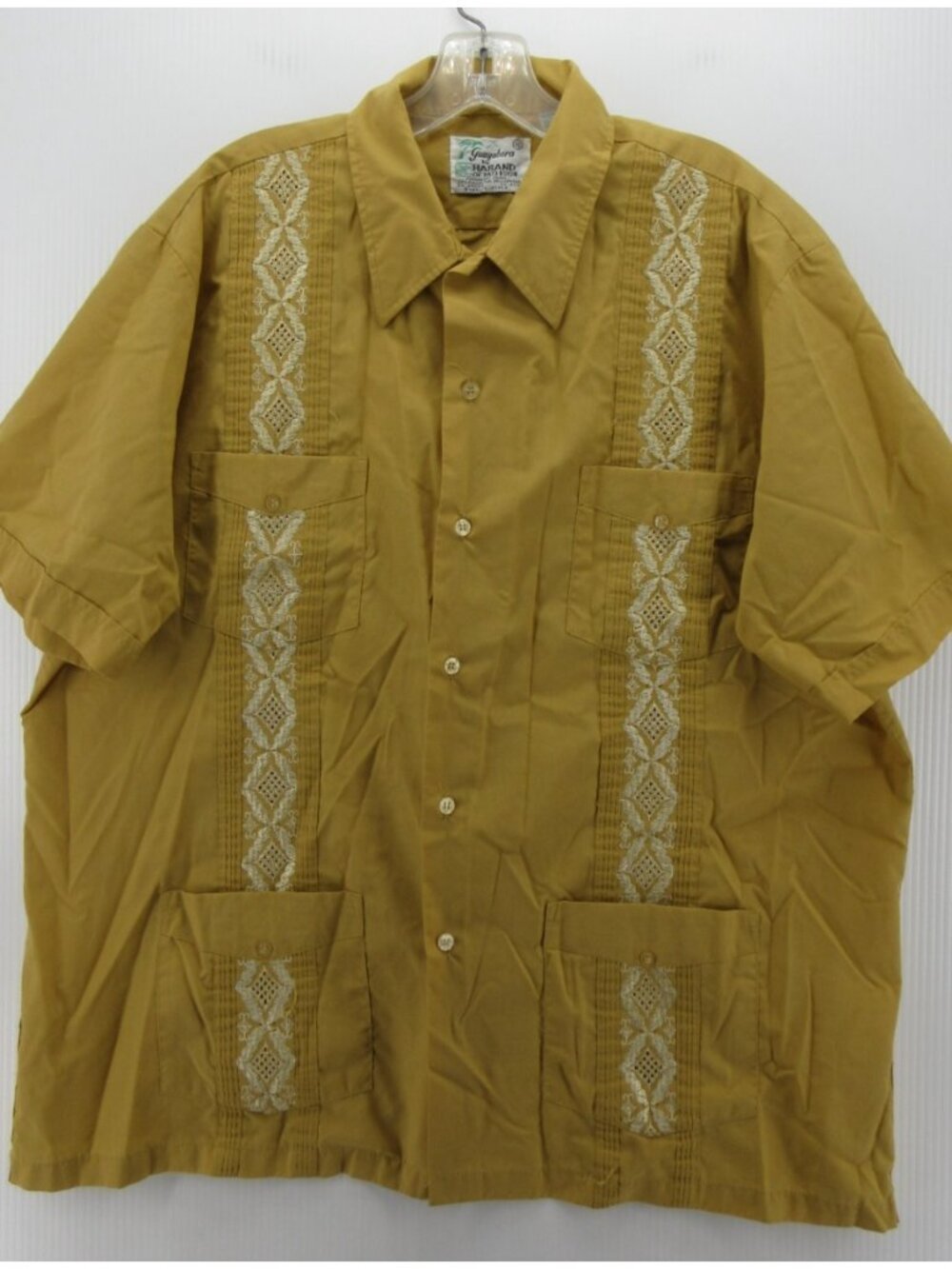 VTG Haband Shirt XL Guayabera Cuban 70s 80s Embroidered Resortwear